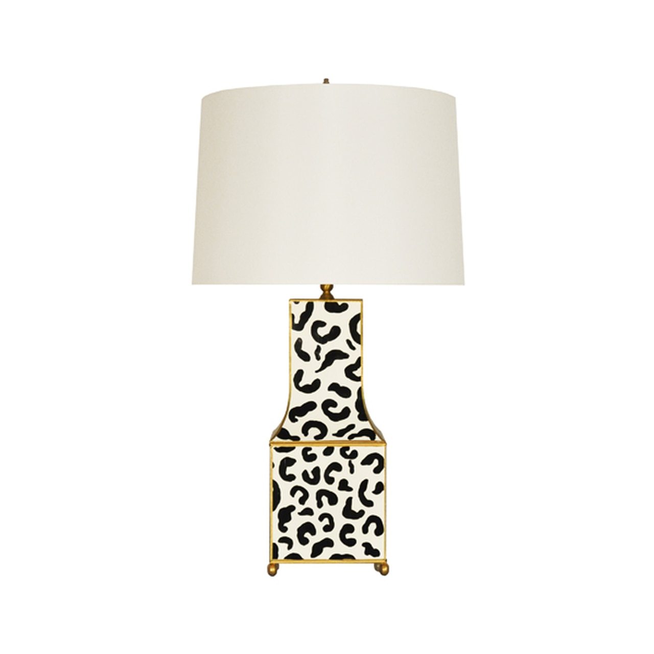 Worlds Away Renata Hand painted Pagoda Table Lamp in Black Leopard - Trellis Home
