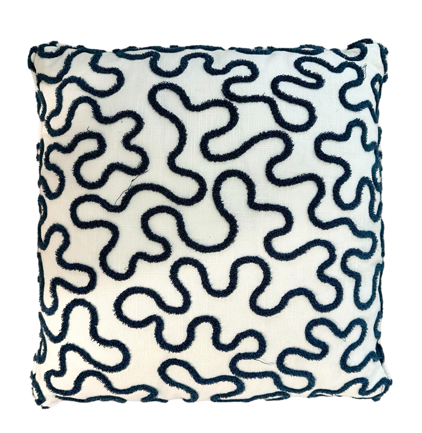 Navy Crewel Pillow