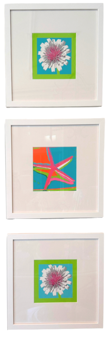 Wendy Concannon Set of 3 Framed Prints -Starfish & Dandelions