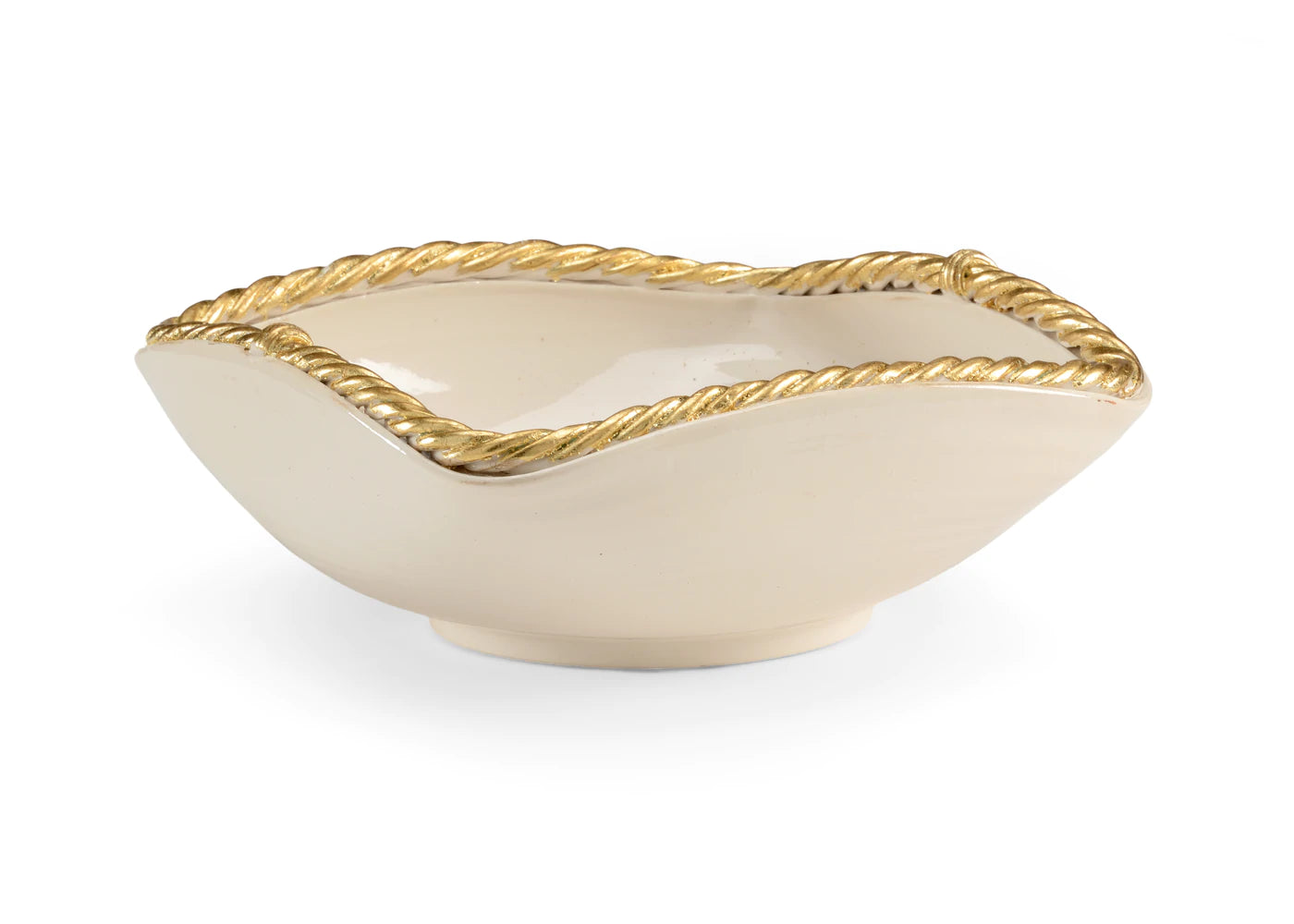 Madison Bowl with Gold Trim Ropped Edge