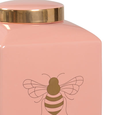 Bee Gracious Ginger Jar in Coral