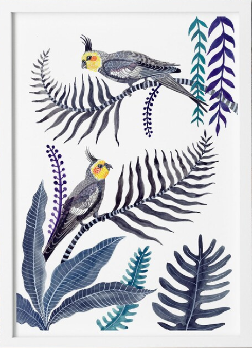 "Cockatiel Forest" by Sally Browne (2 sizes available) - Trellis Home