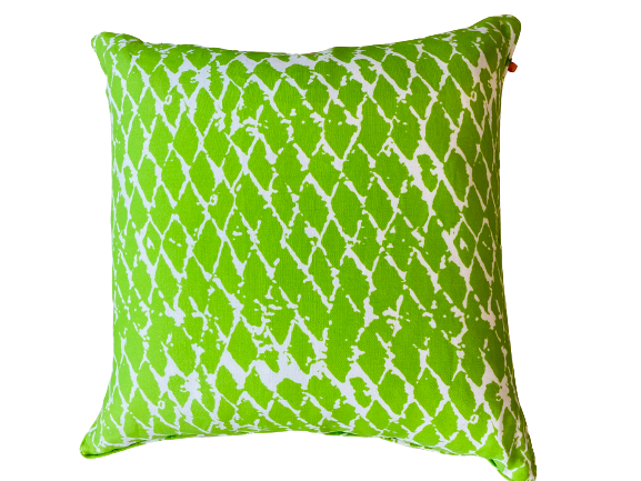 Nantucket Gyotaku Lime green fish scale Linen Pillow 24x24