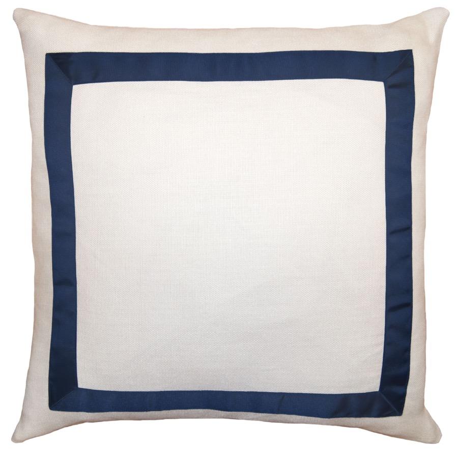Marquess Pillow with Navy Ribbon - Trellis Home