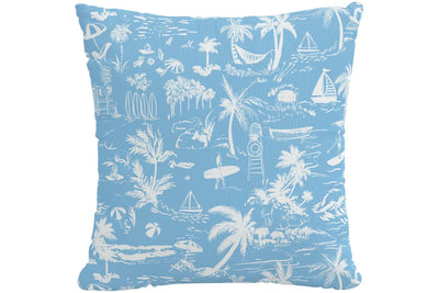 The Beach Toile Pillow, Blue