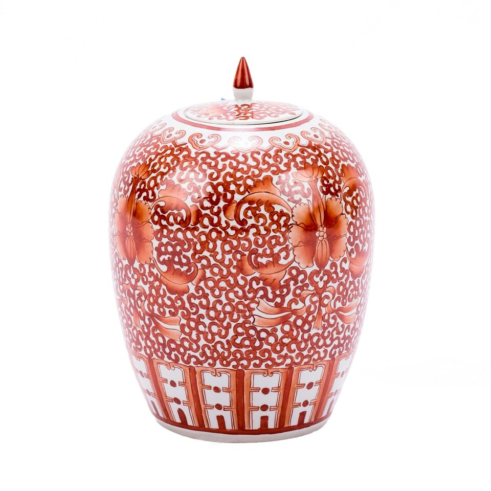 Coral Red Twisted Lotus Jar - Trellis Home