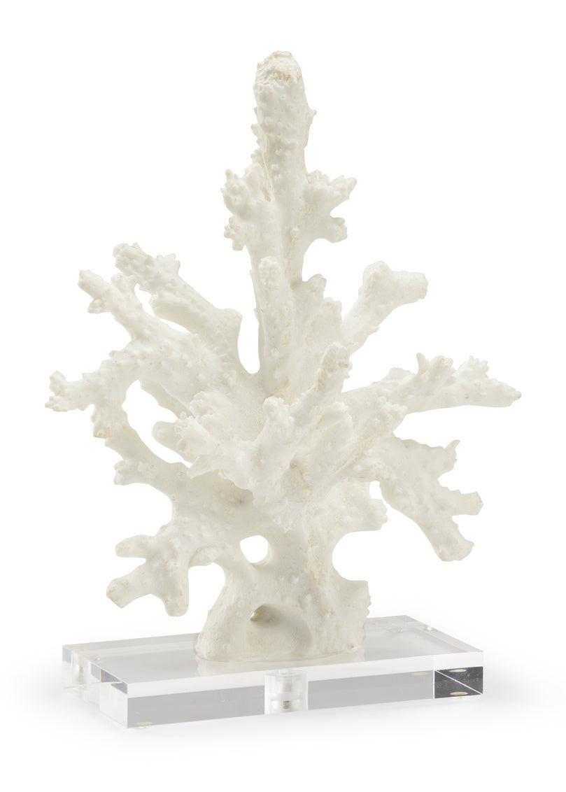White Coral Sculpture on Crystal Base - Large