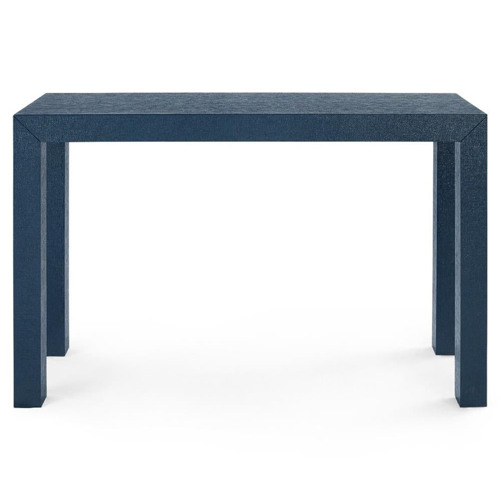 Villa & House Parsons Console Table, Lacquered Navy Grasscloth (Small)