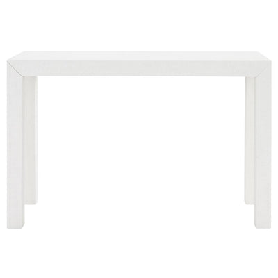 Villa & House Parsons Console Table, Lacquered White Grasscloth (Small)
