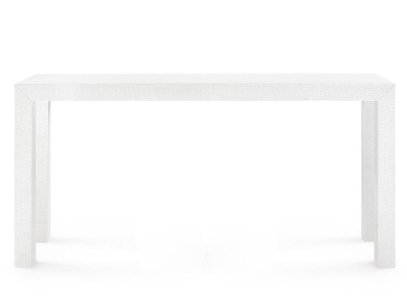 Villa & House Parsons Console Table, Lacquered White Grasscloth (Large)